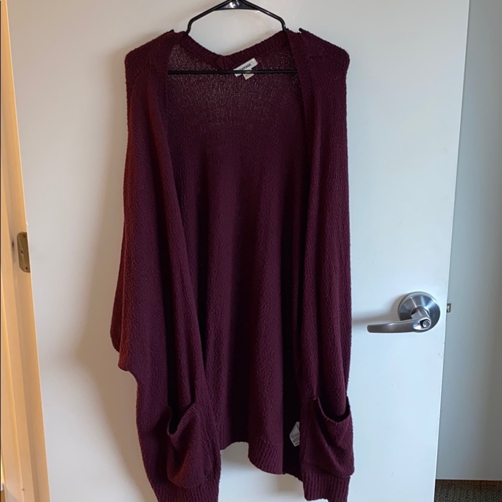 Maroon oversized sweater.
